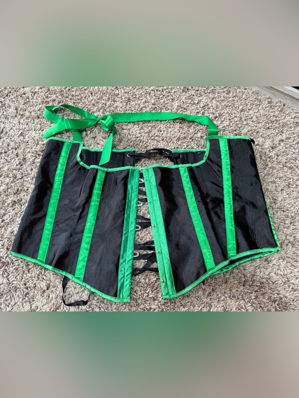 Black and Green Satin Underbust style Corset Costume Top (adult XXL)